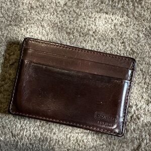 Coach Dark Brown Leather Card Holder